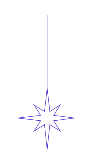 ilustración de estrella morada colgando de una línea